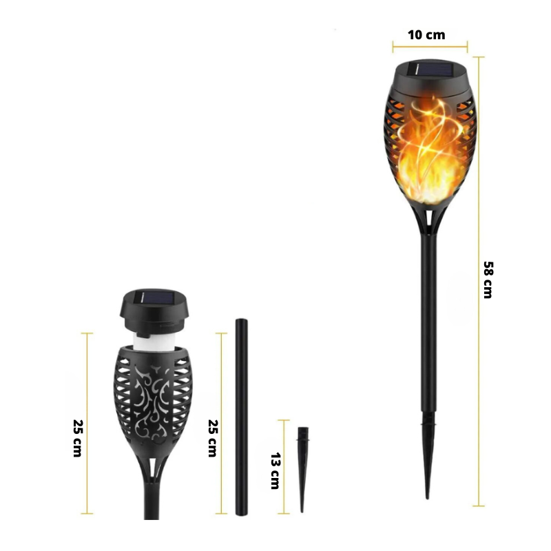 Lampa solarna z płomieniem i czujnikiem zmierzchu